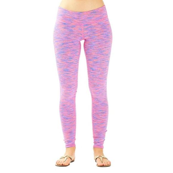 Lilly Pulitzer Luxletic Weekender Legging Pink Blue Stretch Athletic Size L - Picture 1 of 10